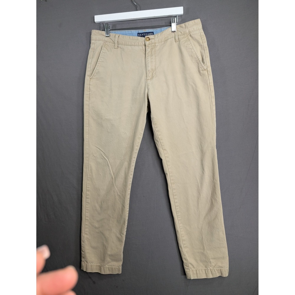 US Polo Assn Mens Chino Pants Khaki Tan Straight Fit Size 34x32 8306